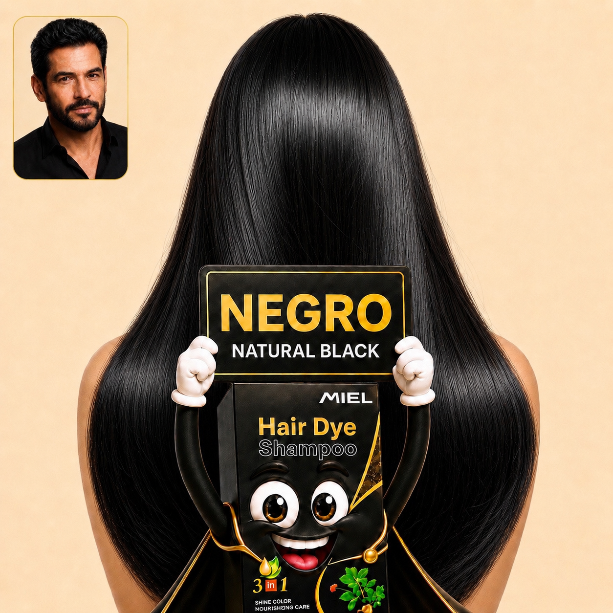 Shampoo Cubre Canas 3 en 1 marca Miel