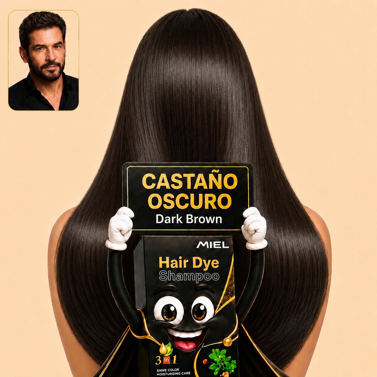 Shampoo Cubre Canas 3 en 1 marca Miel
