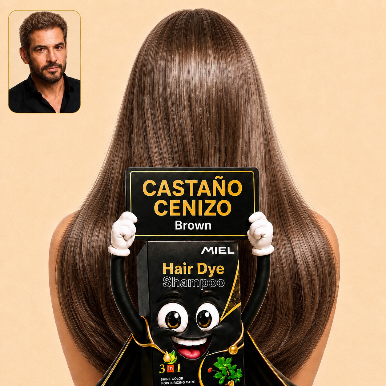 Shampoo Cubre Canas 3 en 1 marca Miel