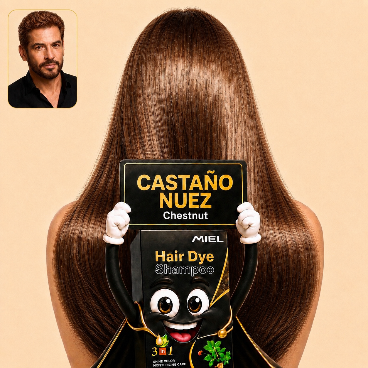 Shampoo Cubre Canas 3 en 1 marca Miel