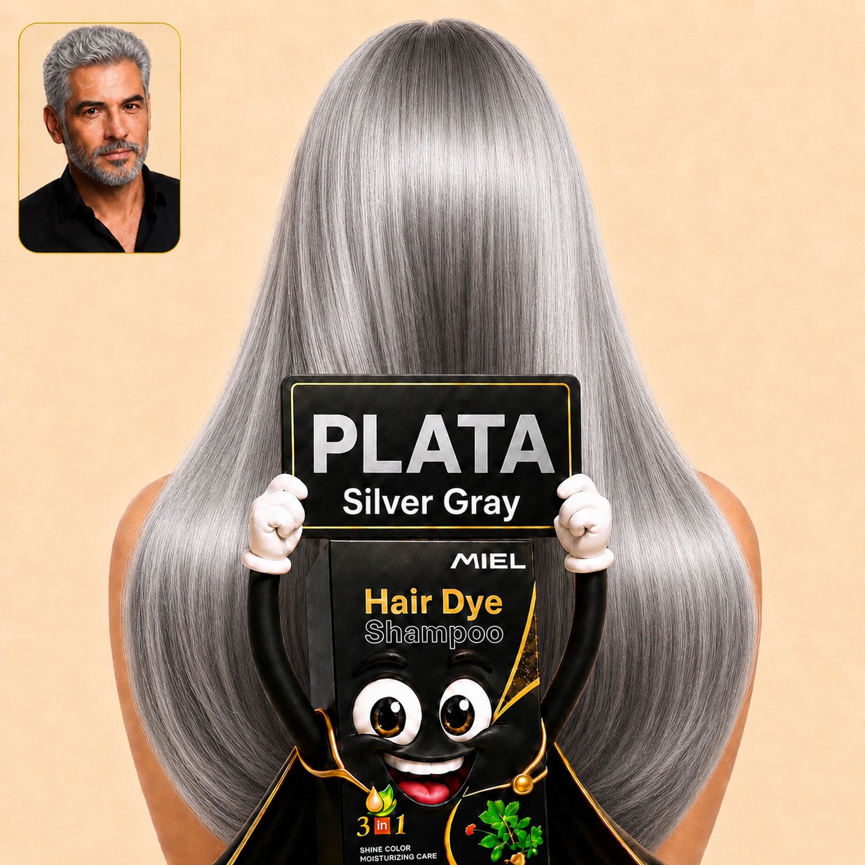 Shampoo Cubre Canas 3 en 1 marca Miel