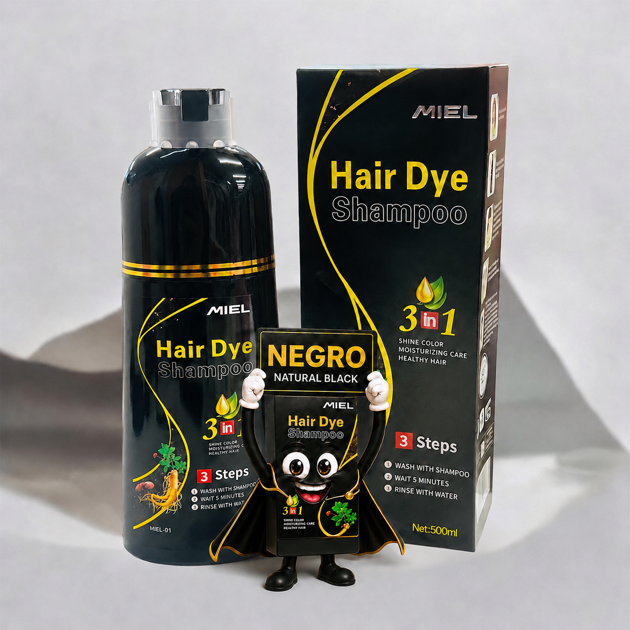 Shampoo Cubre Canas 3 en 1 marca Miel